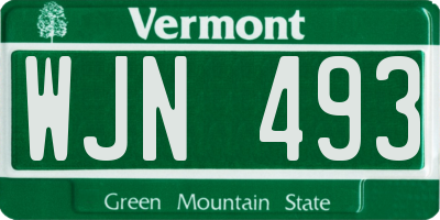 VT license plate WJN493