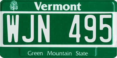 VT license plate WJN495