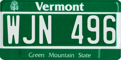 VT license plate WJN496