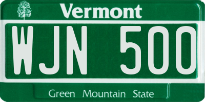 VT license plate WJN500