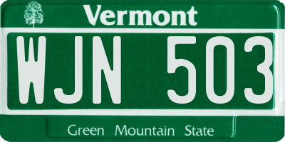 VT license plate WJN503