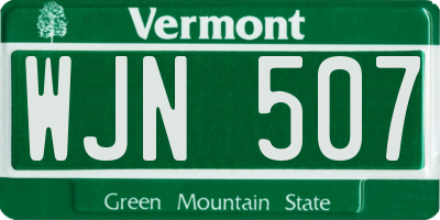 VT license plate WJN507