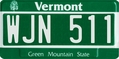 VT license plate WJN511