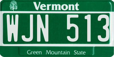 VT license plate WJN513