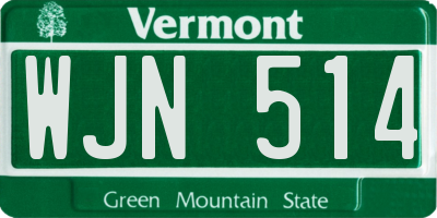 VT license plate WJN514