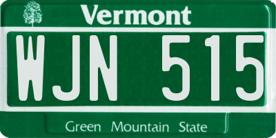 VT license plate WJN515