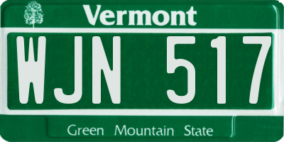 VT license plate WJN517