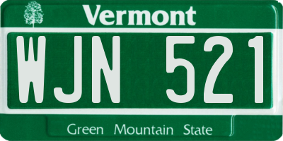 VT license plate WJN521