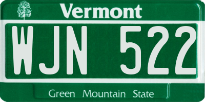 VT license plate WJN522