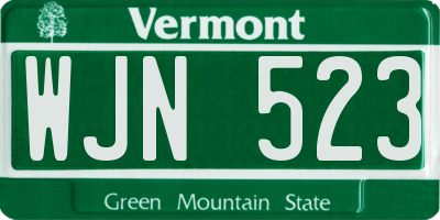 VT license plate WJN523