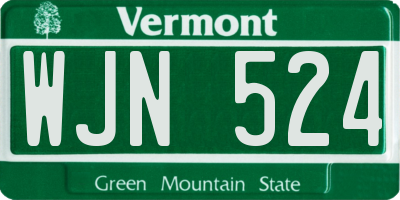 VT license plate WJN524