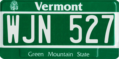 VT license plate WJN527