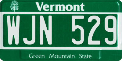 VT license plate WJN529