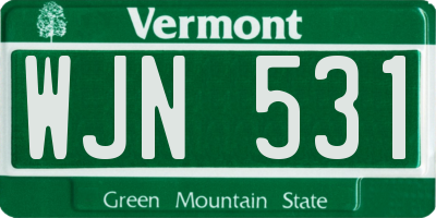 VT license plate WJN531