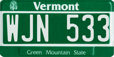VT license plate WJN533