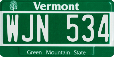 VT license plate WJN534