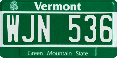 VT license plate WJN536