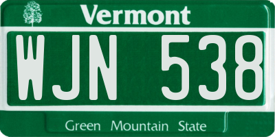 VT license plate WJN538