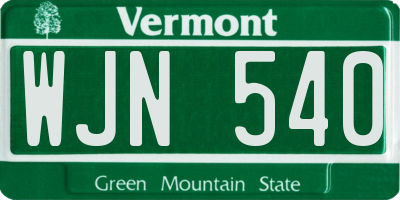 VT license plate WJN540