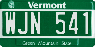 VT license plate WJN541