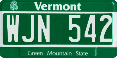 VT license plate WJN542