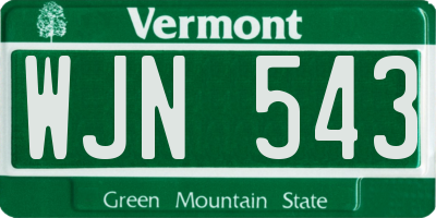 VT license plate WJN543