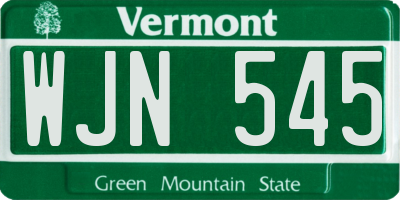 VT license plate WJN545