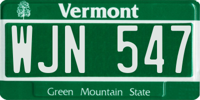 VT license plate WJN547