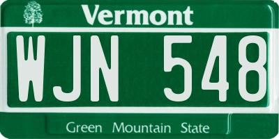VT license plate WJN548