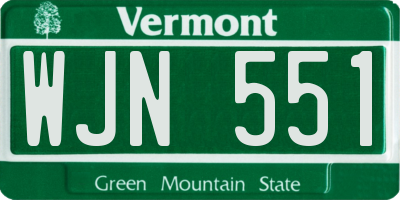 VT license plate WJN551