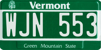 VT license plate WJN553