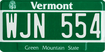 VT license plate WJN554