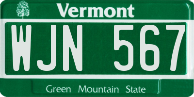 VT license plate WJN567