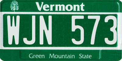 VT license plate WJN573