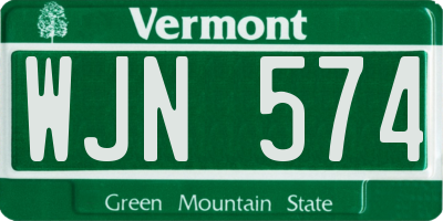 VT license plate WJN574