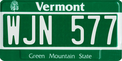 VT license plate WJN577