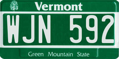 VT license plate WJN592