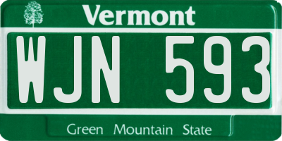 VT license plate WJN593