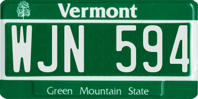 VT license plate WJN594