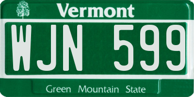 VT license plate WJN599