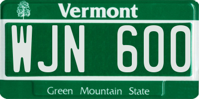 VT license plate WJN600