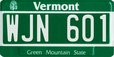 VT license plate WJN601
