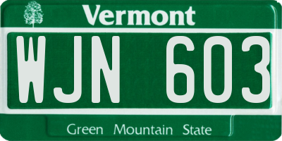 VT license plate WJN603