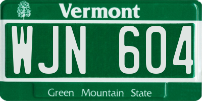 VT license plate WJN604