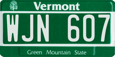 VT license plate WJN607