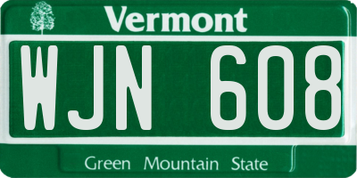 VT license plate WJN608