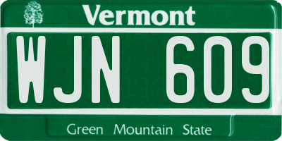 VT license plate WJN609