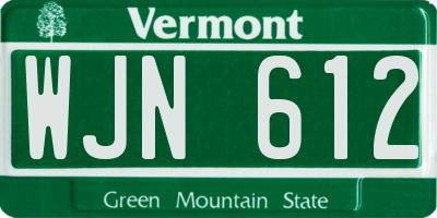 VT license plate WJN612