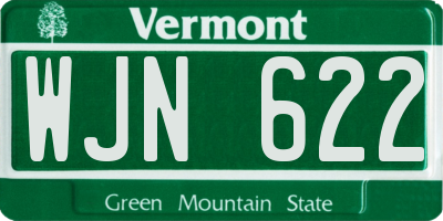 VT license plate WJN622