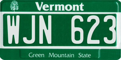 VT license plate WJN623